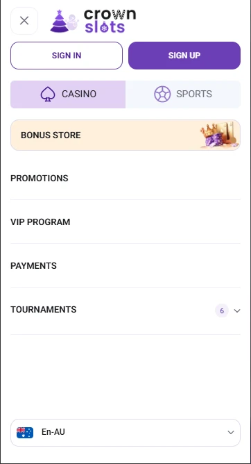 Sign up at Crownslots